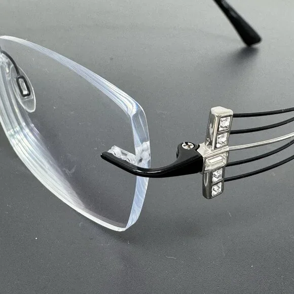 Charmant Eyeglasses XL2010 BK Titan Black Rhinestones Rimless Japan 51 [] 17 135